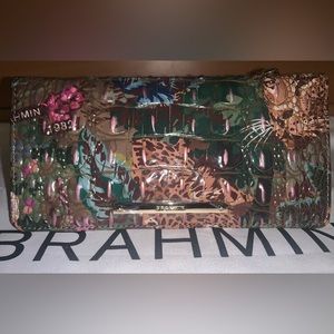 NWT BRAHMIN ADELLE ACADIA OMBRE LEOPARD TIGER WALLET